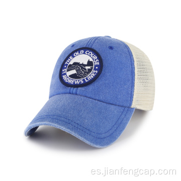 Malla de parches múltiples con gorra de béisbol de lavado de algodón